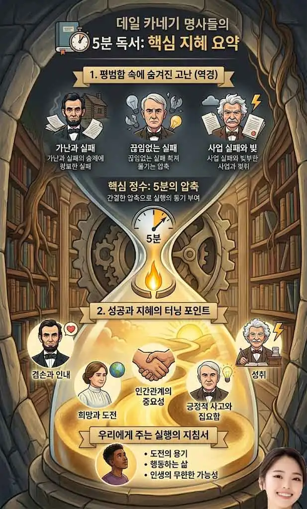 데일 카네기 명사들의 5분 독서 인표그래픽-1